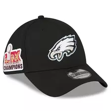 Oferta de Gorra New Era negra Philadelphia Eagles Super Bowl LIX Champions Side Path 39THIRTY Flex para hombre por $35.99 en Tienda NFL