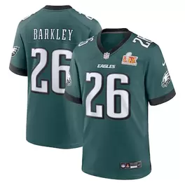 Oferta de Camiseta de jugador del partido Super Bowl LIX de los Philadelphia Eagles Nike Saquon Barkley verde medianoche para hombre por $3042 en Tienda NFL