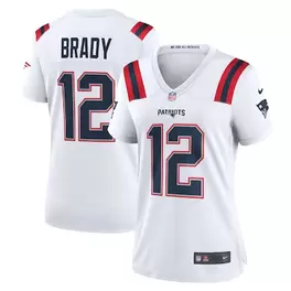 Oferta de Camiseta de juego retirada Nike Tom Brady blanca de los New England Patriots para mujer por $129.99 en Tienda NFL
