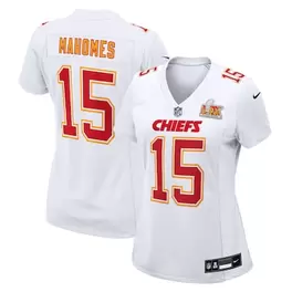 Oferta de Camiseta de jugadora del Super Bowl LIX de los Kansas City Chiefs de Nike para mujer, color blanco y con el logo de Patrick Mahomes por $149.99 en Tienda NFL