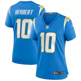 Oferta de Camiseta Nike Justin Herbert azul claro Los Angeles Chargers Player Game para mujer por $129.99 en Tienda NFL