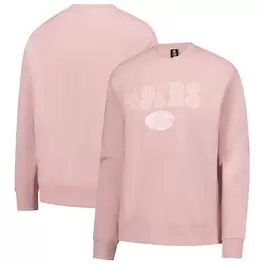 Oferta de Sudadera con capucha acogedora de los San Francisco 49ers de New Era para mujer en color rosa por $64.99 en Tienda NFL