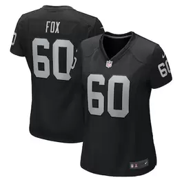Oferta de Camiseta de juego de Las Vegas Raiders negra Tomari Fox de Nike para mujer por $129.99 en Tienda NFL