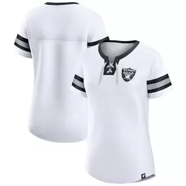 Oferta de Camiseta blanca con cordones de Fanatics Las Vegas Raiders Sunday Best para mujer por $59.99 en Tienda NFL
