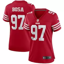 Oferta de Camiseta de jugador Nike Nick Bosa Scarlet San Francisco 49ers para mujer por $129.99 en Tienda NFL