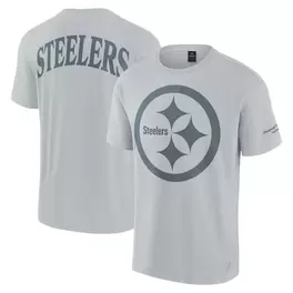 Oferta de Camiseta unisex Fanatics gris con elementos icónicos de los Pittsburgh Steelers por $54.99 en Tienda NFL