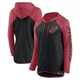 Oferta de Sudadera con capucha y cierre completo Fanatics Black/Cardinal Arizona Cardinals Script para mujer por $59.99 en Tienda NFL