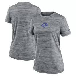 Oferta de Camiseta Nike gris jaspeado de Los Angeles Rams Offensive Line Velocity Performance para mujer por $41.99 en Tienda NFL