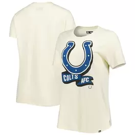Oferta de Camiseta de mujer New Era color crema Indianapolis Colts Chrome Sideline por $35.99 en Tienda NFL