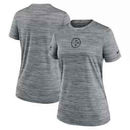 Oferta de Camiseta Nike de rendimiento de velocidad ofensiva de los Pittsburgh Steelers en gris jaspeado para mujer por $41.99 en Tienda NFL