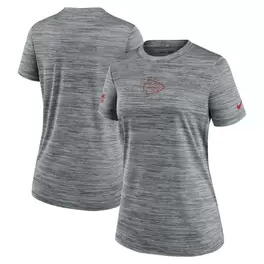 Oferta de Camiseta Nike gris jaspeado de los Kansas City Chiefs Offensive Line Velocity Performance para mujer por $41.99 en Tienda NFL