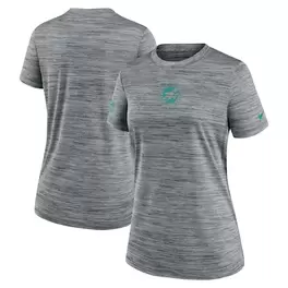 Oferta de Camiseta Nike de rendimiento de velocidad ofensiva de los Miami Dolphins en gris jaspeado para mujer por $41.99 en Tienda NFL