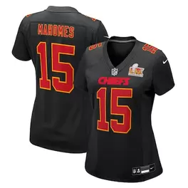 Oferta de Camiseta de jugadora del Super Bowl LIX de los Kansas City Chiefs Nike Patrick Mahomes en color negro carbón para mujer por $149.99 en Tienda NFL