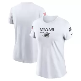 Oferta de Camiseta de rendimiento Nike blanca Salute To Service Legend de los Miami Dolphins 2024 para mujer por $44.99 en Tienda NFL