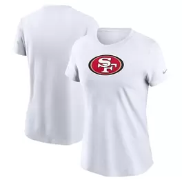 Oferta de Camiseta Nike blanca con el logotipo principal de los San Francisco 49ers para mujer por $34.99 en Tienda NFL