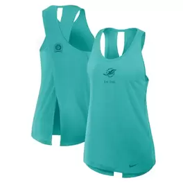 Oferta de Camiseta sin mangas Nike Aqua Miami Dolphins Glory Crisscross Performance para mujer por $44.99 en Tienda NFL