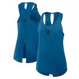 Oferta de Camiseta sin mangas Nike azul marino Tennessee Titans Glory Crisscross Performance para mujer por $44.99 en Tienda NFL