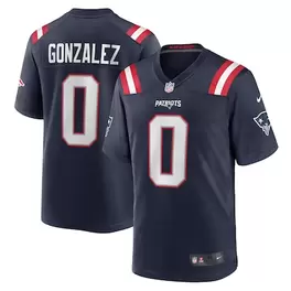 Oferta de Camiseta de juego del equipo de los New England Patriots de Nike Christian Gonzalez en azul marino para hombre por $129.99 en Tienda NFL