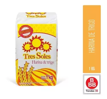 Oferta de Harina De Trigo Tres Soles, 1 Kg por $17 en Tiendas 3B