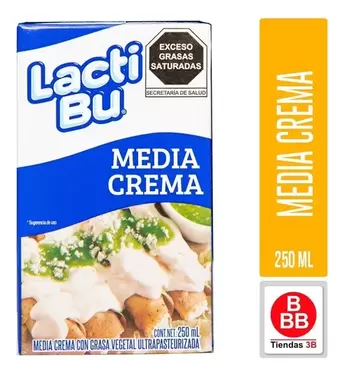 Oferta de Media Crema Vegetal Lacti Bu, 250 Ml por $11 en Tiendas 3B