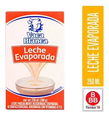 Oferta de Leche Evaporada Vaca Blanca 250 Ml por $12 en Tiendas 3B