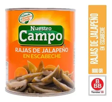 Oferta de Lata De Chiles En Rajas Nuestro Campo 800 Gr por $29 en Tiendas 3B