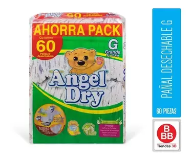 Oferta de Pañal Angel Dry Etapa 4 Grande 60 Pzas por $170 en Tiendas 3B