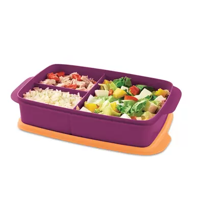 Oferta de Contenedor para lunch con divisiones  variedad de alimentos en un mismo recipiente sin que se mezclen.  Alto: 4.5 cm Ancho: 15 cm Largo: 26 cm por $159.9 en Tupperware