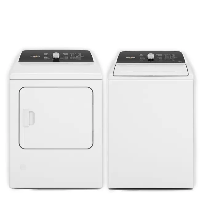 Oferta de Combo Lavadora Carga Superior 20kg con agitador alto + Secadora a gas 22kgs por $19799 en Whirlpool