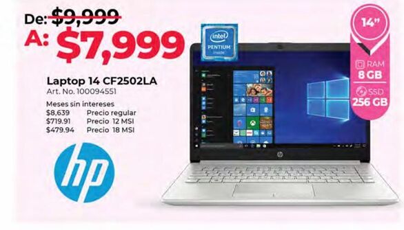 Oferta de Laptop HP por $7999 en Office Depot