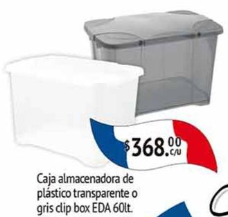 Oferta de Eda - Caja Almacenadora De Plastico Transparente O Gris Clip Box por $368 en Fresko