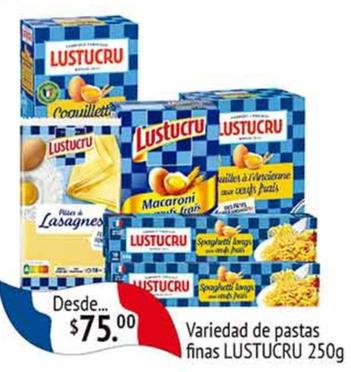 Oferta de Lustucru - variedad de pastas finas por $75 en La Comer