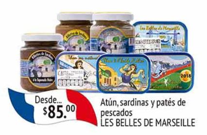 Oferta de Les belles de marseille - atun, sardinas y pates de pescado por $85 en La Comer