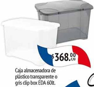 Oferta de Eda - Caja Almacenadora De Plastico Transparente O Gris Clip Box por $368 en La Comer