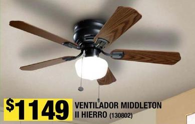 Oferta de Ventilador Middleton Il Hierro por $1149 en The Home Depot