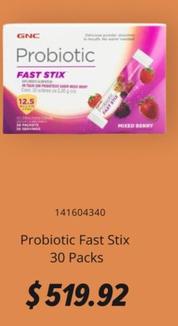 Oferta de GNC - Probiotic Fast Stix 30 Packs por $519.92 en GNC