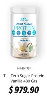 Oferta de GNC - T.L. Zero Sugar Protein Vanilla 480 Grs por $979.9 en GNC