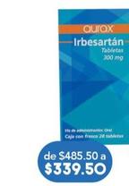 Oferta de Aurax - Irbesartan 300Mg C/28 Tab por $339.5 en Farmacia San Pablo