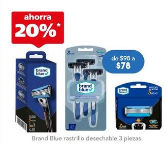 Oferta de Brand Blue - Rastrillo Desechable C/3Pzs por $78 en Farmacia San Pablo