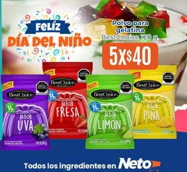Oferta de Best Choice - Polvo Para Gelatina  por $40 en Tiendas Neto