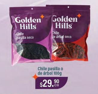 Oferta de Golden Hills - Chile Pasilla O De Arbol por $29.9 en La Comer