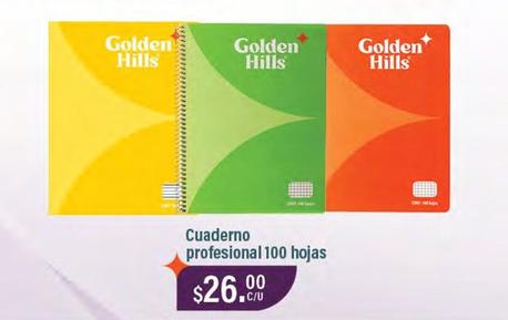 Oferta de Golden Hills - Cuaderno Profesional 100 Hojas por $26 en La Comer