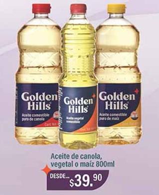 Oferta de Golden Hills - Aceite De Canola Vegetal O Maiz por $39.9 en La Comer