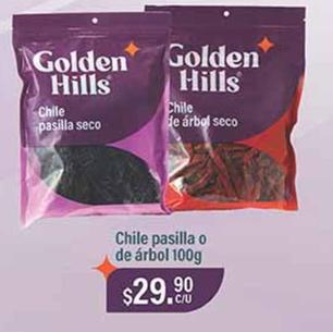 Oferta de Golden Hills - Chile Pasilla O De Arbol por $29.9 en La Comer