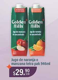 Oferta de Golden Hills - Jugo De Naranja O Manzana Tetra Pak 946ml por $29.9 en La Comer