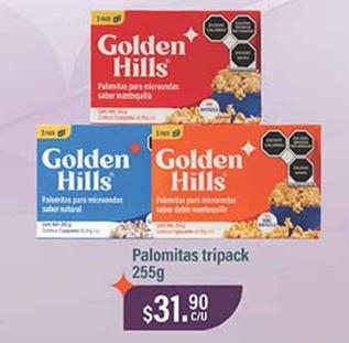 Oferta de Golden Hills - Palomitas Tripack 255g por $31.9 en La Comer