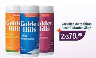 Oferta de Golden Hills - Variedad De Toallitas Desinfectantes por $79.9 en La Comer