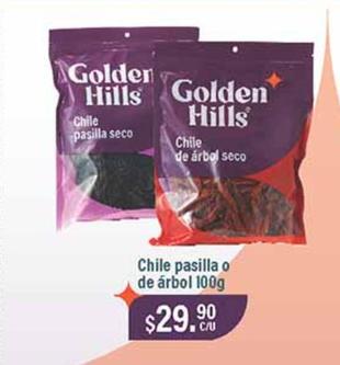 Oferta de Golden Hills - Chile Pasilla O De Árbol por $29.9 en Fresko