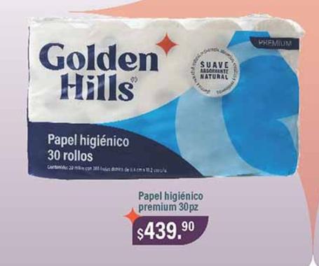 Oferta de Golden Hills - Papel Higiénico Premium 30pz por $439.9 en Fresko