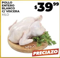 Oferta de Pollo Entero Blanco C/ Viscera por $39.99 en Merco